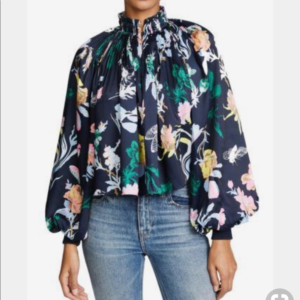 Tibi Gothic Floral Edwardian Top